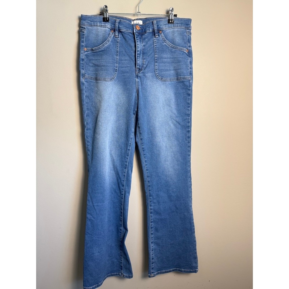 Nicole Miller Womens Blue Soho High Rise Bootcut Jeans 14 Boho Classic Retro